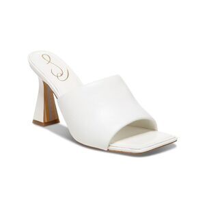 NWT SAM EDELMAN Womens White Carmen Toe Flare Slip On Leather Heeled Sandal 5 M